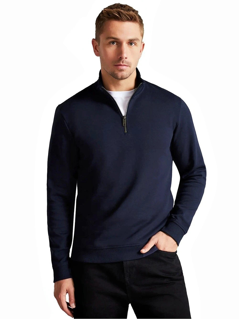 Ted Baker Men'Small Quarter-Zip Sweatshirt Blue Size Small